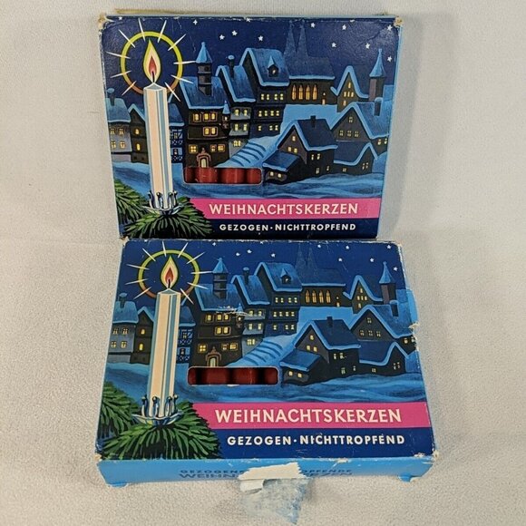 Weihnachtskerzen Gezogen Nichttropfend 31 NEW Christmas Tree Vintage Candles Red - Picture 1 of 7